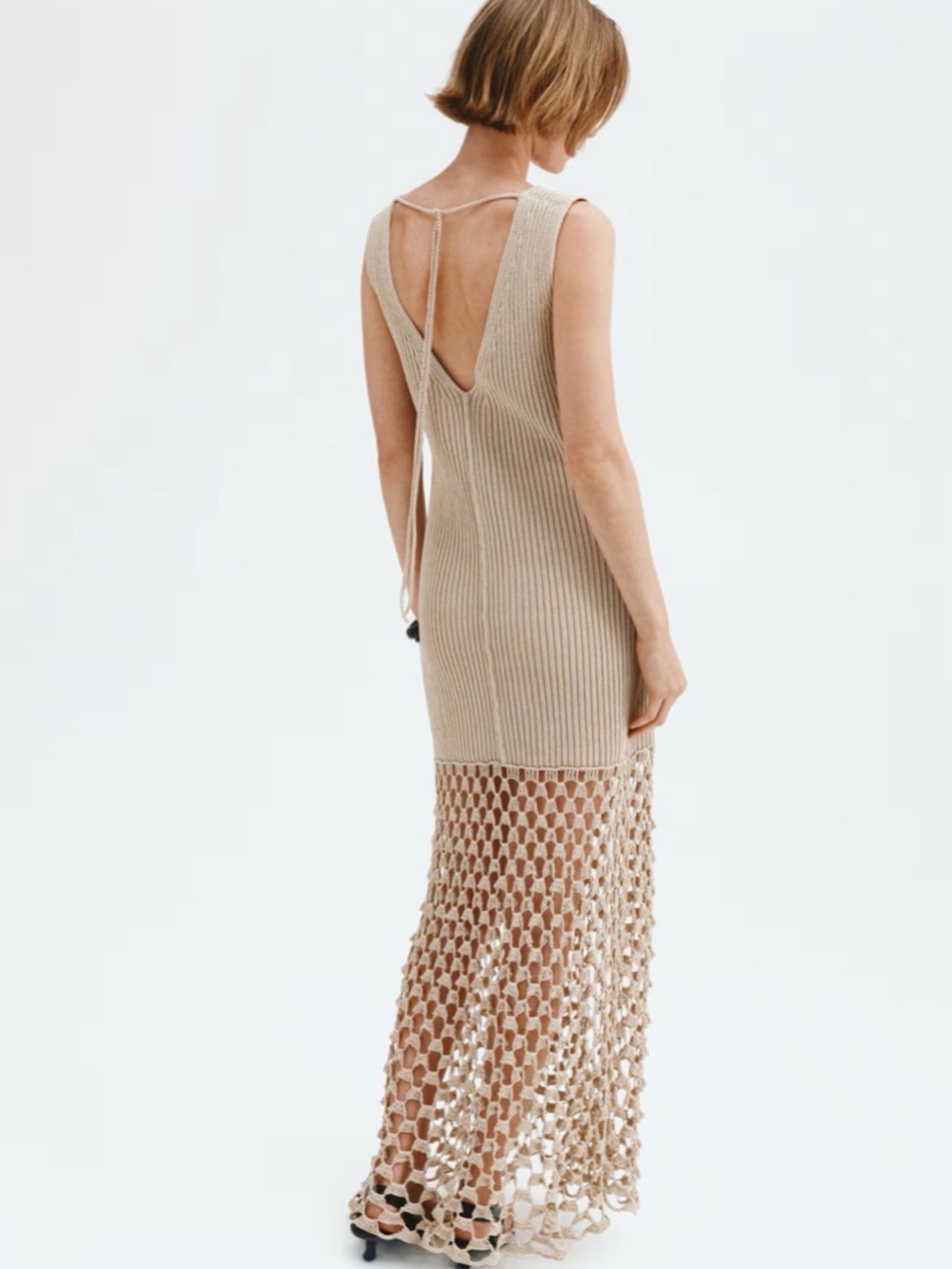 H&M WOMEN’s Rib Knit Tie Back DRESS Size Large NWT - Picture 2 of 6